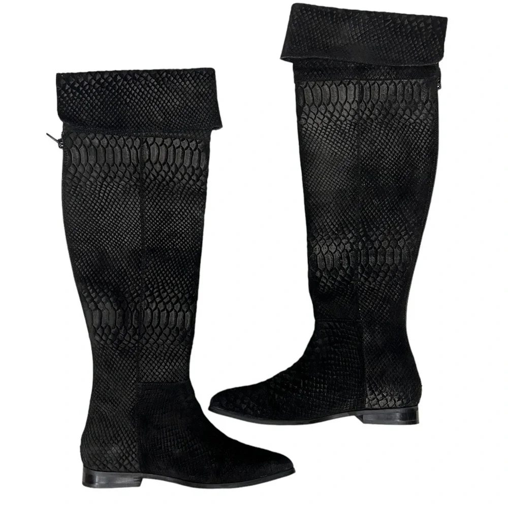 Seychelles Victory Croc Embossed Suede Leather Boots‎ Size 6
